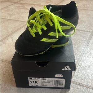 Adidas Kids Golettos Black and Neon Yellow Cleats